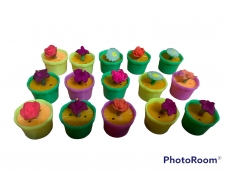 Цветочки с горшком растущие в воде, высота 3 см для капсул и призов (розочки) минимальный заказ 40 шт упаковка