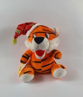 Тигр музыкальный поёт песенку с новогодней шапкой символ года 2022 25 см
