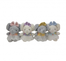 Мягкая игрушка слоники с бантом три цвета 23 см для автоматов и призовых аттракционов