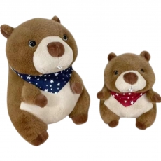 Мягкая игрушка бобёр с шарфом 32 см для призовых аттракционов