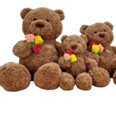 Мягкая игрушка медведь с цветком 40 см для призовых аттракционов