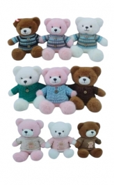 Мягкая игрушка мишка 5 цветов в свитере 30 см для автоматов и призовых аттракционов