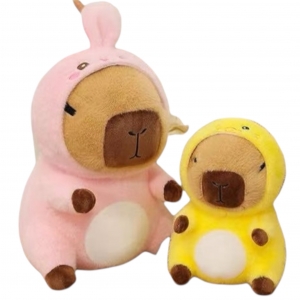 Мягкая игрушка капибара 2 в 1 в капюшоне три цвета 33 см для призов